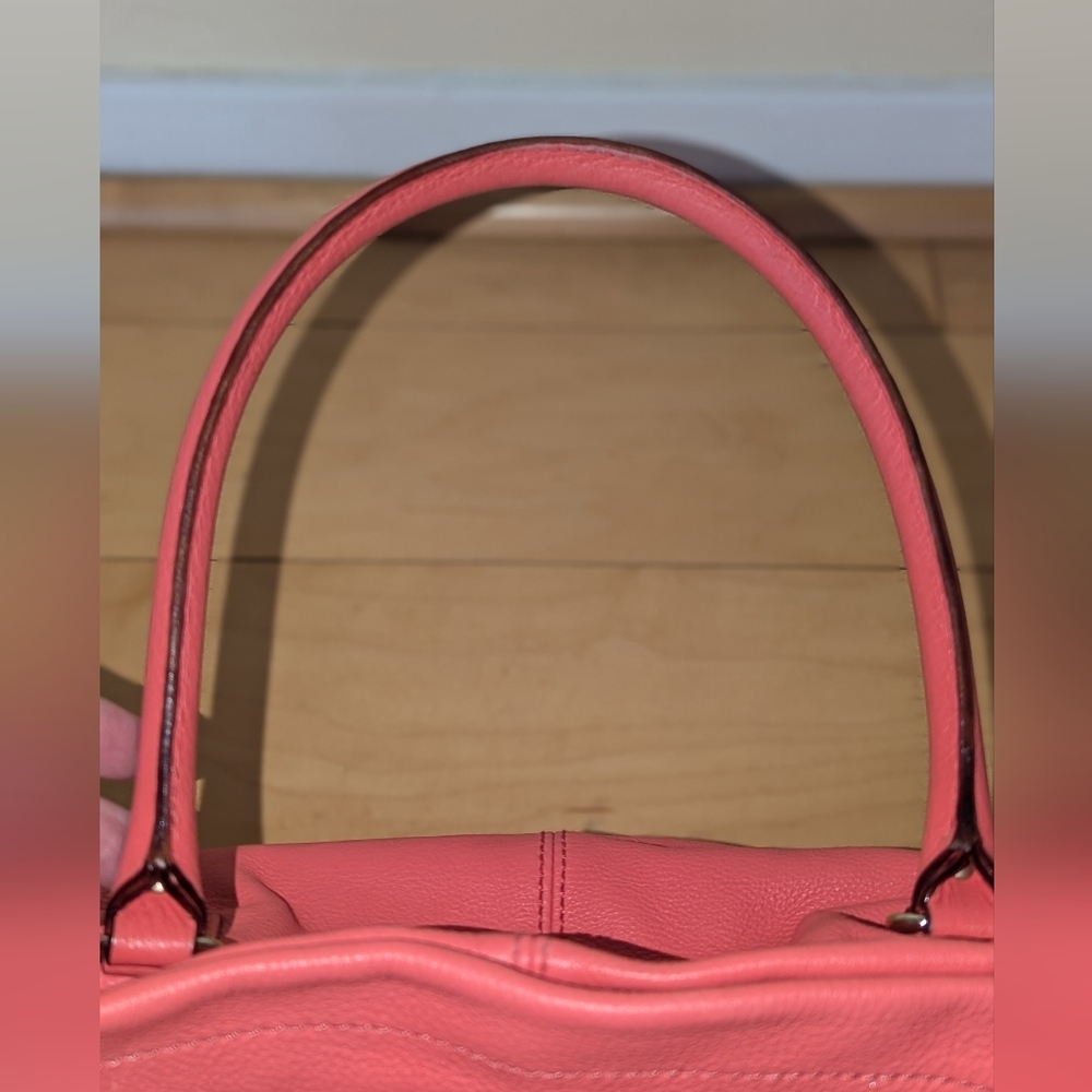 Kate Spade Darien Drawstring Leather Shoulder Bag Coral Pink Gold - Picture 5 of 15